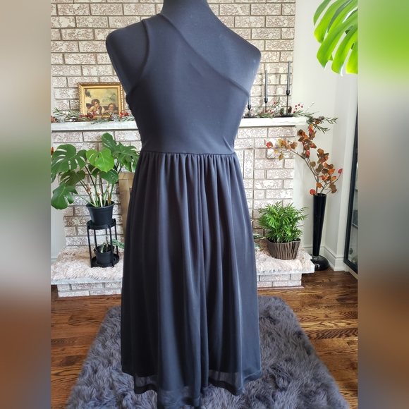 Cute Black Stretchy One Shoulder Prom Dress  Whimsigoth Sz S - Picture 2 of 6